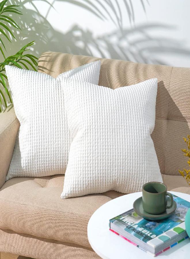 PHF 100% Cotton Waffle Weave Throw Pillow Cover, 22