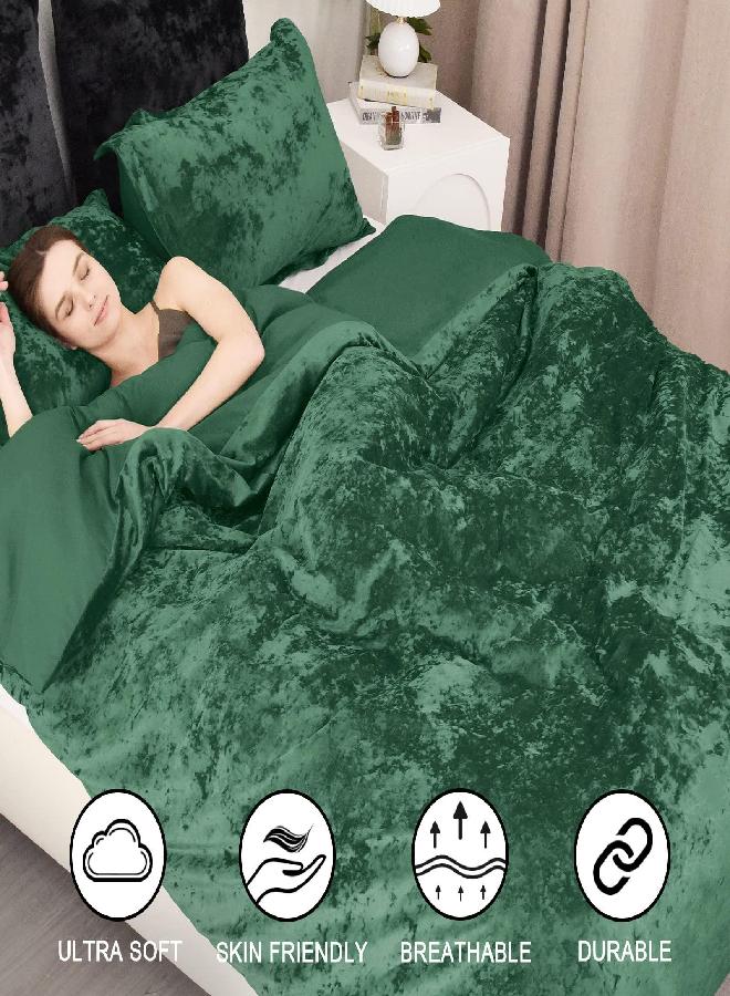 PHF Truly Velvet Duvet Cover Set Queen Size, 3pcs Ultra Soft Breathable Comforter Cover Set, Luxury Cozy Flannel Duvet Cover with Pillow Shams Bedding Collection, 90