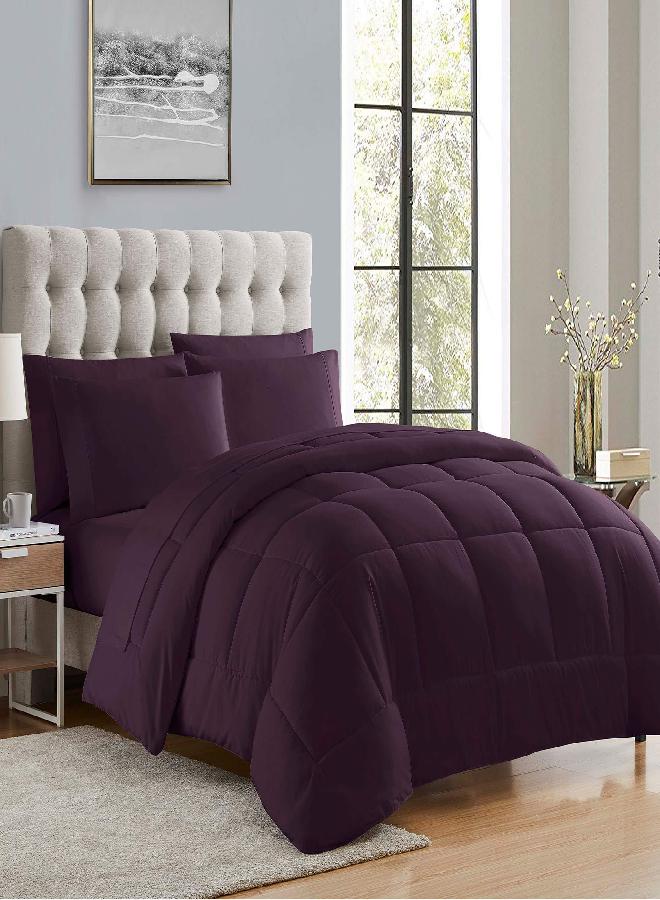 Sweet Home Collection Down Alternative Comforter All Season Warmth Luxurious Plush Loft Microfiber Fill Duvet Insert Bedding, Queen, Purple