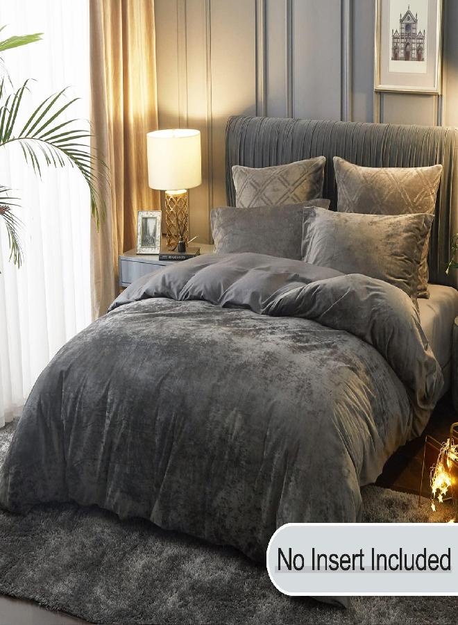 PHF Truly Velvet Duvet Cover Set Queen Size, 3pcs Ultra Soft Breathable Comforter Cover Set, Luxury Cozy Flannel Duvet Cover with Pillow Shams Bedding Collection, 90
