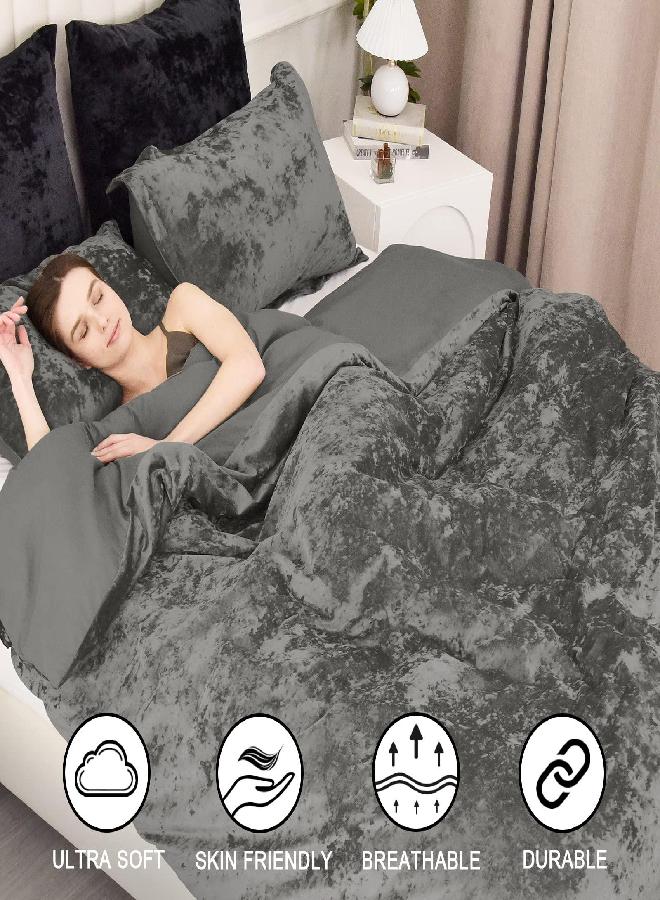 PHF Truly Velvet Duvet Cover Set Queen Size, 3pcs Ultra Soft Breathable Comforter Cover Set, Luxury Cozy Flannel Duvet Cover with Pillow Shams Bedding Collection, 90