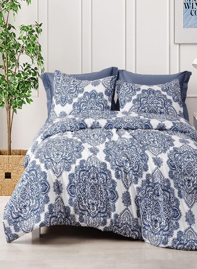PHF Washed Soft Duvet Cover Set Queen Size, 3PCS Boho Stylish Comforter Cover Set, Ultra Soft Comfy Durable Paisley Duvet Cover with Pillow Shams Bedding Collection, 90