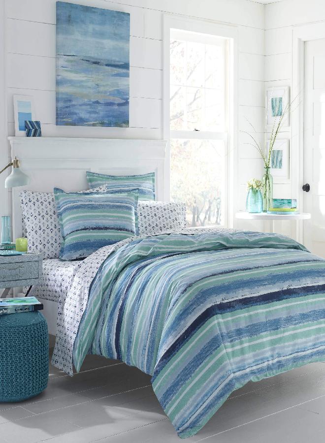 Poppy & Fritz - Twin Duvet Cover Set, Cotton Reversible Bedding with Matching Sham, Home Decor for All Seasons (Alex Blue, Twin)