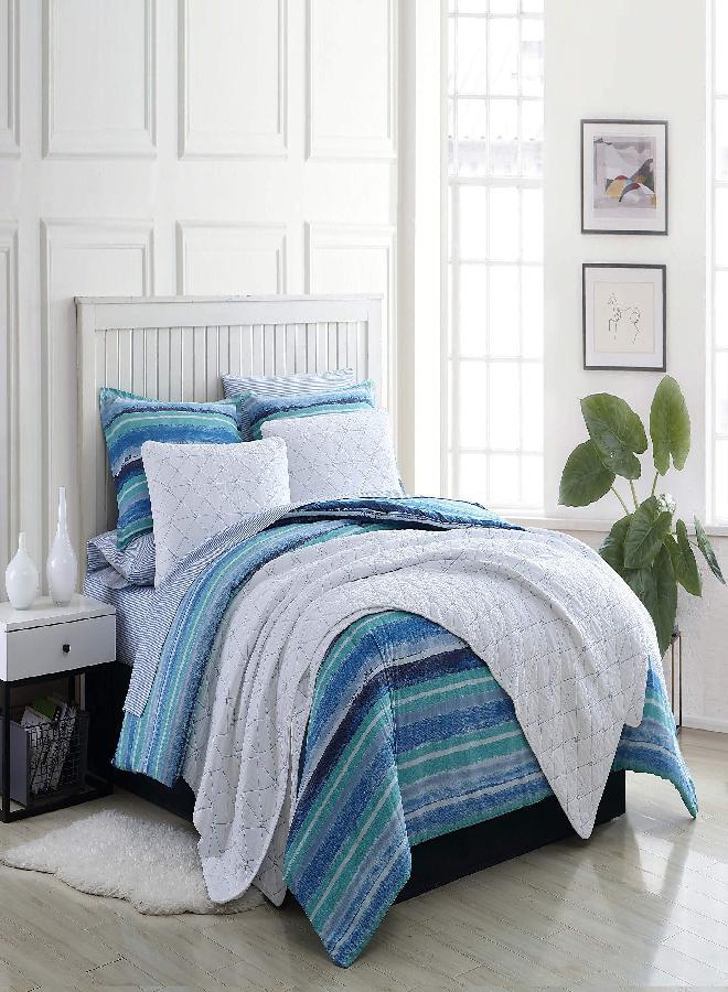 Poppy & Fritz - Twin Duvet Cover Set, Cotton Reversible Bedding with Matching Sham, Home Decor for All Seasons (Alex Blue, Twin)