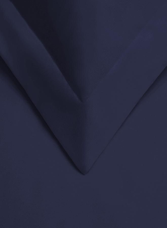SUPERIOR 300-Thread Duvet Cover Set, Long-Staple Cotton, Twin, Navy Blue