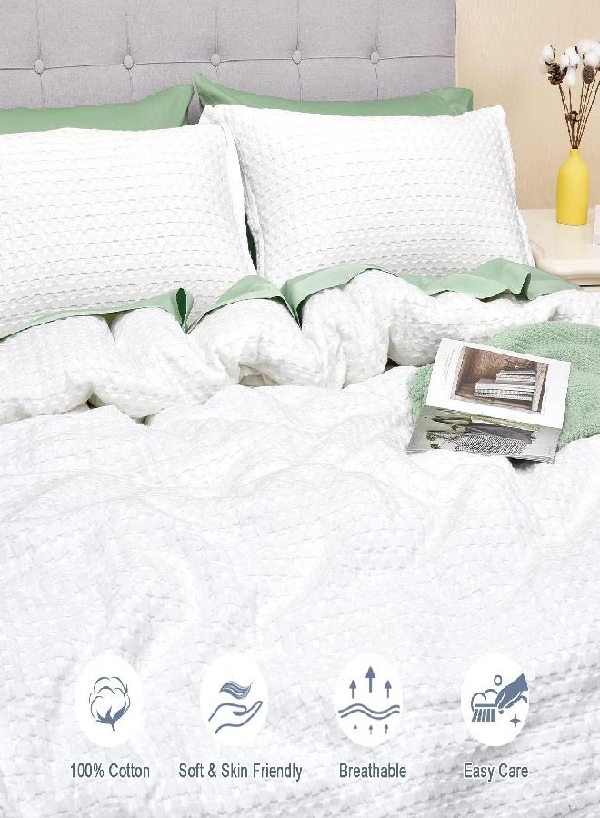 PHF 100% Cotton Waffle Duvet Cover Full, Ultra Soft Skin-Friendly Duvet Cover Set for All Season, Luxury Decorative Textured Comforter Cover with Pillow Shams Bedding Collection, 80