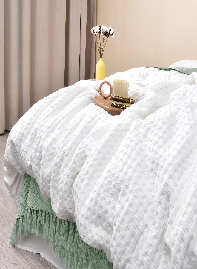 PHF 100% Cotton Waffle Duvet Cover Full, Ultra Soft Skin-Friendly Duvet Cover Set for All Season, Luxury Decorative Textured Comforter Cover with Pillow Shams Bedding Collection, 80