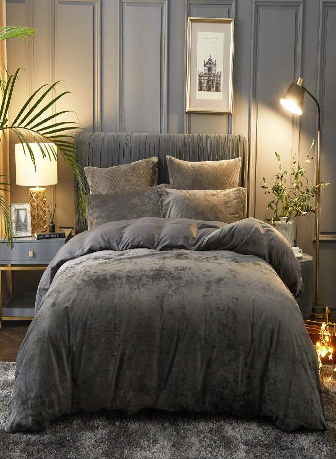 PHF Truly Velvet Duvet Cover Set King Size, 3pcs Ultra Soft Breathable Comforter Cover Set, Luxury Cozy Flannel Duvet Cover with Pillow Shams Bedding Collection, 104