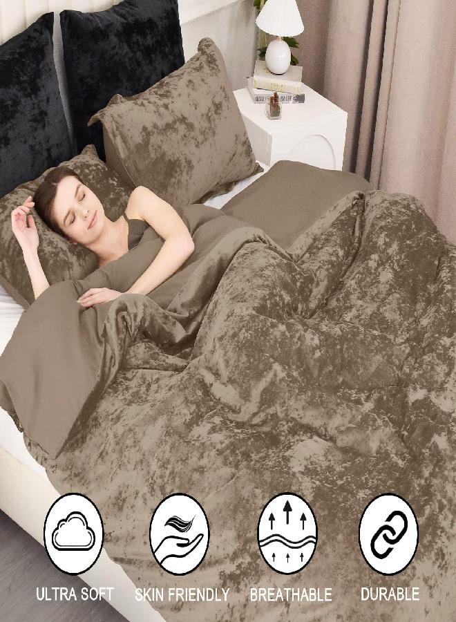 PHF Truly Velvet Duvet Cover Set King Size, 3pcs Ultra Soft Breathable Comforter Cover Set, Luxury Cozy Flannel Duvet Cover with Pillow Shams Bedding Collection, 104
