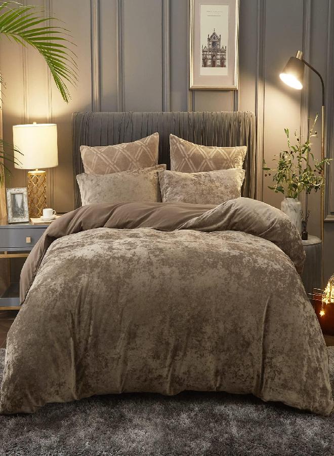 PHF Truly Velvet Duvet Cover Set King Size, 3pcs Ultra Soft Breathable Comforter Cover Set, Luxury Cozy Flannel Duvet Cover with Pillow Shams Bedding Collection, 104
