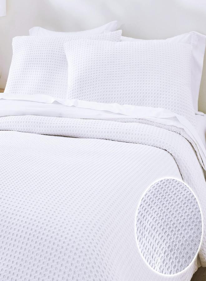 California Design Den Queen Size Duvet Cover, 100% Cotton 3 Piece Cover & Sham Set Soft Textured White Duvet Cover 92