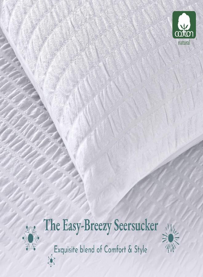 California Design Den Oversized King Duvet Cover, 100% Cotton 3 Piece Cover & Sham Set, Soft Textured White Duvet Cover 120