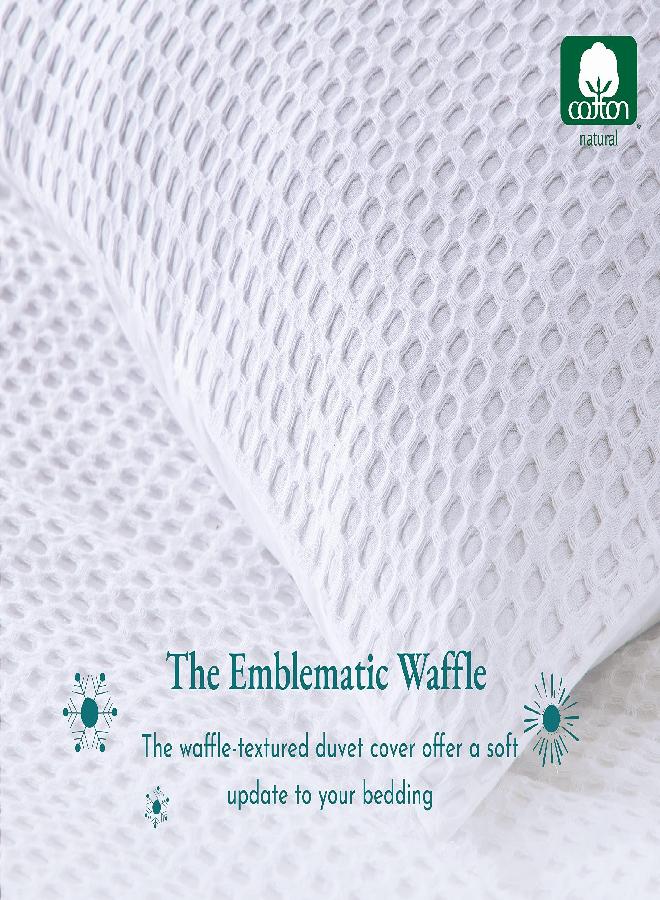 California Design Den King Size Duvet Cover Oversized 100% Cotton, 3 Piece Set with Pillow Shams Soft Textured White Duvet Cover, 120