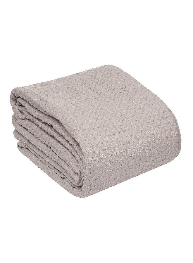 HILLFAIR 100% Combed Cotton Blanket-102x108 Inch California King Size Bed Blankets- Warm Soft All Season Breathable Blankets- Extra Large Oversized California King Blanket- Beige King Cotton Blankets