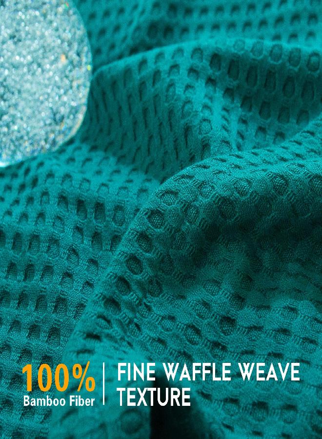 AmyHomie Cooling Blanket King Size, 100% Bamboo Waffle Weave Blanket, Lightweight Soft Summer Blanket Absorbs Heat to Keep Adults/Kids/Babies Cool on Warm Nights (Teal, 108×90in)