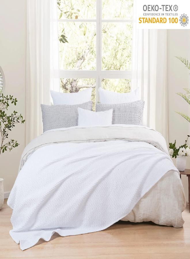 PHF 100% Cotton Waffle Weave Blanket King Size 104