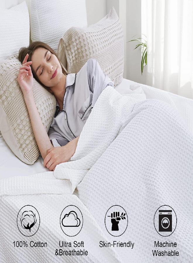 PHF 100% Cotton Waffle Weave Blanket King Size 104