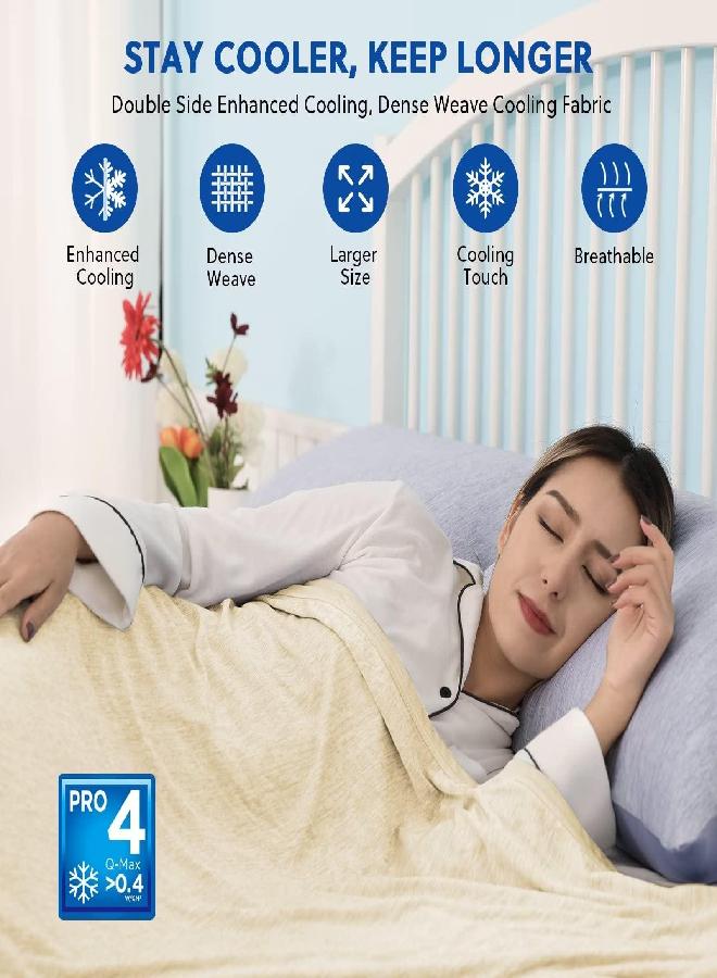 HOMFINE Cooling Blankets for Hot Sleepers - Summer Blanket Thin Lightweight Breathable Soft Double Side Enhanced Cooling Blanket for Bed Couch Sofa, Keep Cool for Night Sweats (Beige, 60 x 80 inches)