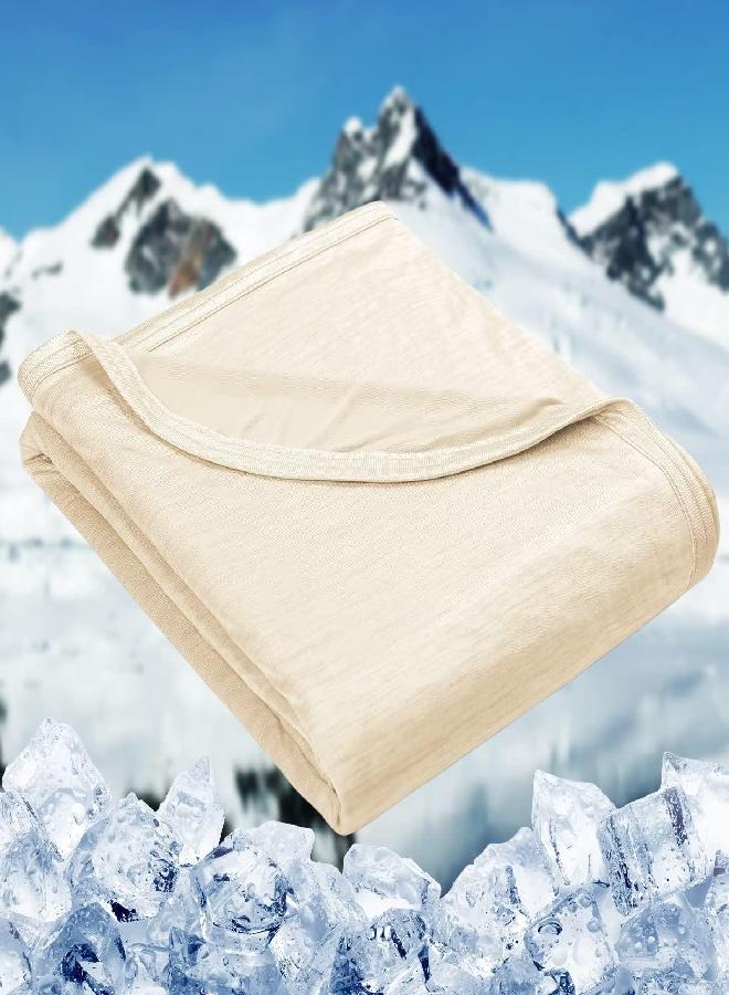 HOMFINE Cooling Blankets for Hot Sleepers - Summer Blanket Thin Lightweight Breathable Soft Double Side Enhanced Cooling Blanket for Bed Couch Sofa, Keep Cool for Night Sweats (Beige, 60 x 80 inches)