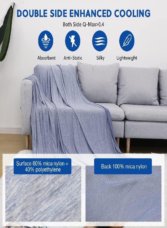 HOMFINE Cooling Blankets for Hot Sleepers - Summer Blanket Thin Lightweight Breathable Soft Double Side Enhanced Cooling Blanket for Bed Couch Sofa, Keep Cool for Night Sweats (Blue, 60 x 80 inches)