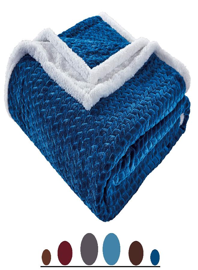 Elegant Comfort Luxury Braided Design Ultra Plush Heavy-Weight Sherpa Blanket |Soft, Warm, Cozy|Micromink Sherpa-Backing Reversible Blanket