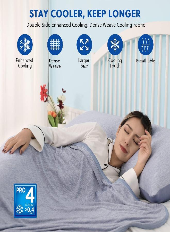 HOMFINE Cooling Blankets for Hot Sleepers - Summer Blanket Thin Lightweight Breathable Soft Double Side Enhanced Cooling Blanket for Bed Couch Sofa, Keep Cool for Night Sweats (Blue, 50 x 70 inches)