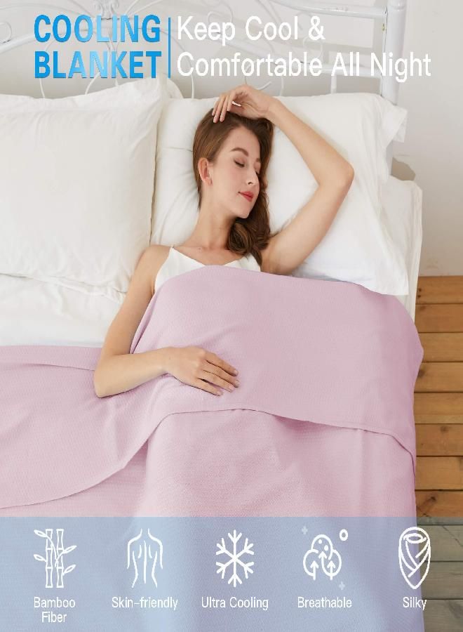 AmyHomie Cooling Blanket, 100% Bamboo Blankets for Hot Sleepers, Keep Adults/Children/Babies Cool on Warm Nights, All Season Couch Bed Blankets with a Laundry Bag (Light Purple, 79×91)