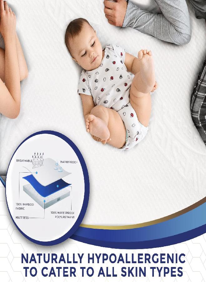 Quilted Fitted Queen Mattress Pad Cover, Waterproof Mattress Protector, Deep Pocket Elastic Fits Up to 21'', Breathable Soft Alternative Filling Mattress Pad