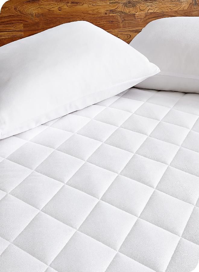 Bare Home Quilted Fitted Mattress Pad (Twin Extra Long) - Cooling Mattress Topper - Easily Washable - Elastic Fitted Mattress Cover - Stretch-to-Fit up to 15 Inches Deep (Twin XL)