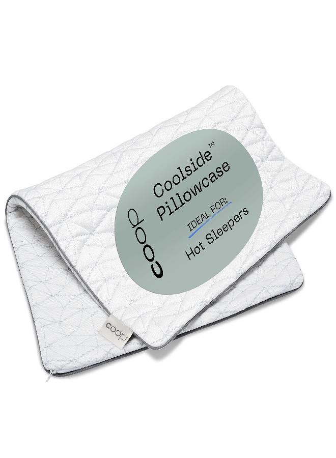 Coop Home Goods - Cooling Pillow Case for Hot Sleepers - Lulltra Cool Technology - Viscose Rayon and Jacquard - Smooth Breathable Both Sides Pillowcase Hidden Zipper (Queen)
