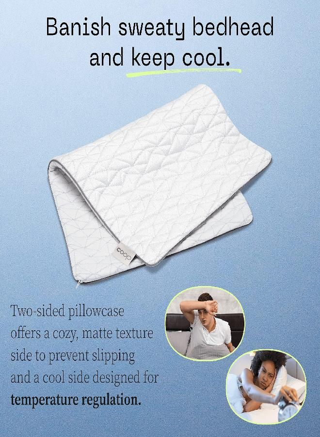 Coop Home Goods - Cooling Pillow Case for Hot Sleepers - Lulltra Cool Technology - Viscose Rayon and Jacquard - Smooth Breathable Both Sides Pillowcase Hidden Zipper (Queen)