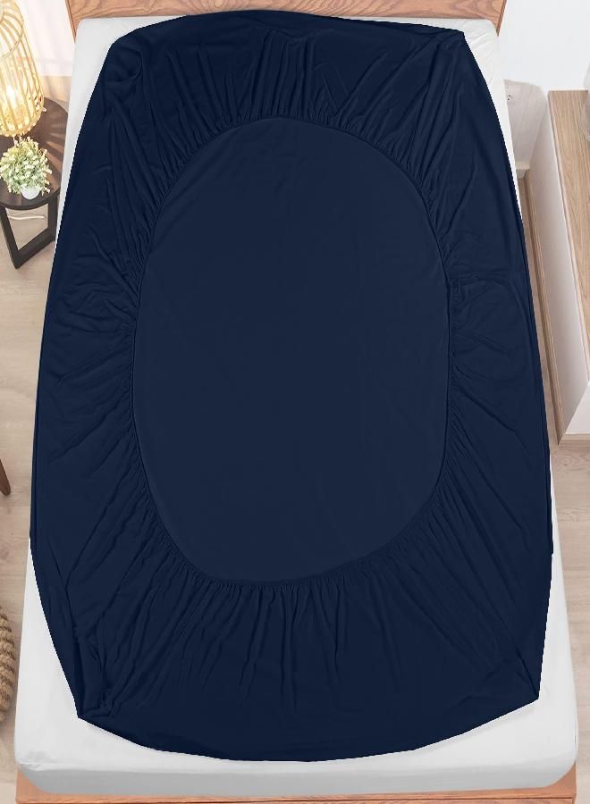 Utopia Bedding Premium Waterproof Terry Mattress Protector Queen 200 GSM, Mattress Cover, Breathable, Fitted Style with Stretchable Pockets (Navy)