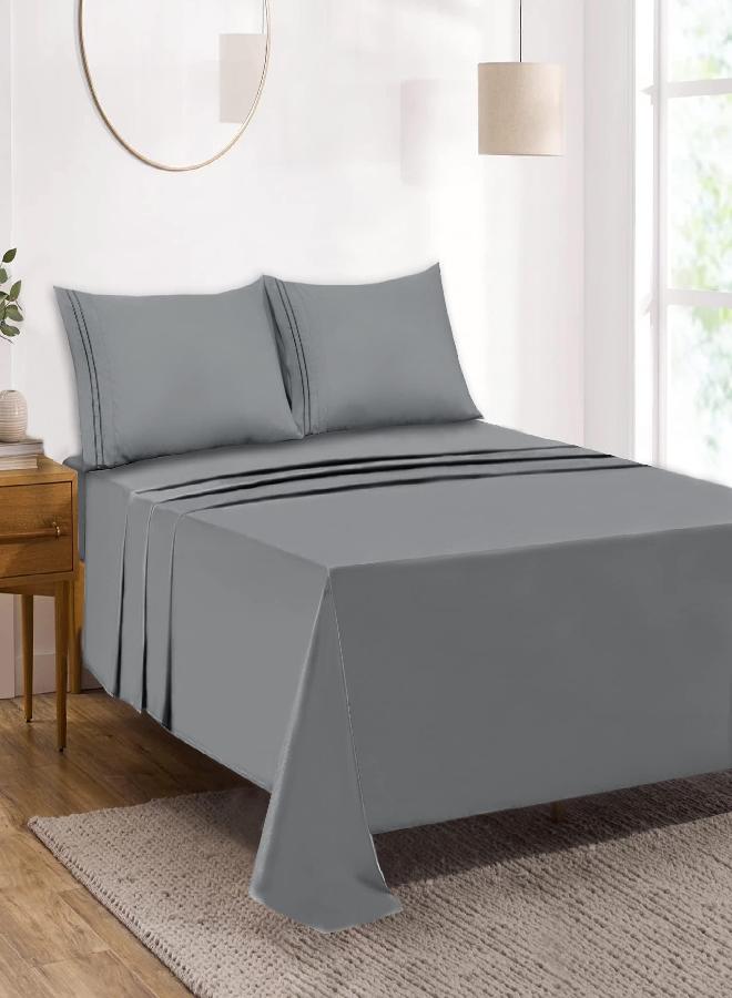 Queen Fitted Sheet - Single Fitted Deep Pocket Sheet - Fits Mattress Perfectly - Soft Wrinkle Free Sheet - 1 Fitted Sheet Only - Dark Grey