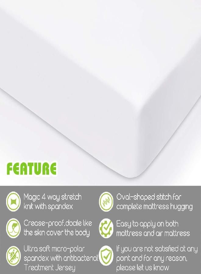 COSMOPLUS Fitted Sheet Twin Fitted Sheet Only（No Flat Sheet or Pillow Shams）,4 Way Stretch Micro-Knit,Snug Fit,Wrinkle Free,for Standard Mattress and Air Bed Mattress from 8” Up to 10”,White