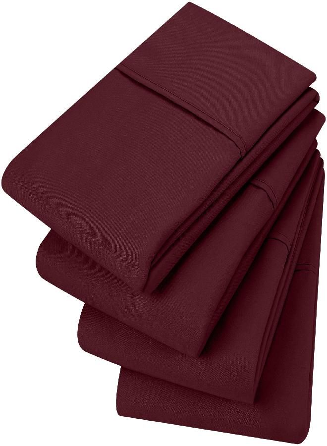 Utopia Bedding King Pillowcases - 4 Pack - Envelope Closure - Soft Brushed Microfiber Fabric - Shrinkage and Fade Resistant Pillow Covers 20 X 40 (King, Burgundy/Red)