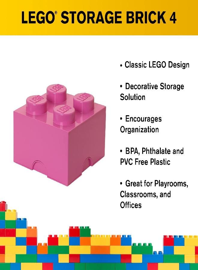 LEGO Storage Brick With 4 Knobs, in Medium Pink