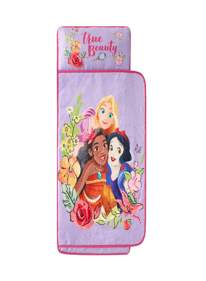 Disney Princess Super Soft Plush Toddler Quilted Nap Mat with Built in Blanket and Pillow, 20