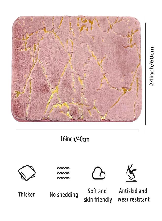 Eanpet Marble Bathroom Rugs Nonslip Pink Bathroom Mats Ultra Soft Washable Bath Mats for Bathroom Floor Mats Carpet Water Absorbent Shower Rug Decoration for Kitchen Bedroom Living Room