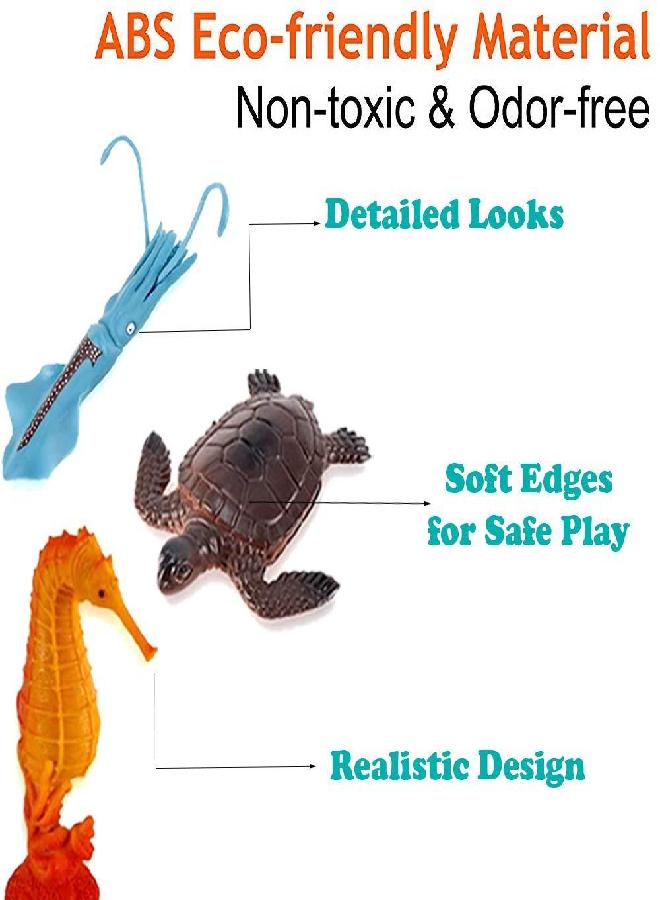 Liberty Imports Large Deep Sea Animals - Ocean Underwater Creatures - Realistic Plastic Marine Toy Figures - Educational Toys for Toddlers, Kids (16 Piece Set)