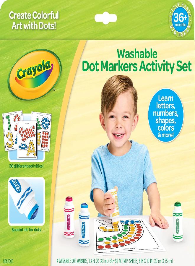 Crayola Washable Dot Markers Activity Set, Educational Gift for Kids, 3, 4, 5, 6