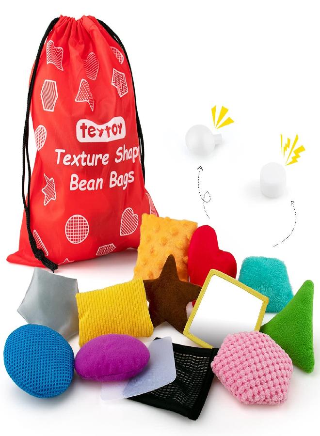 Texture Sensory Bean Bags,Toddler Sensory Toys for Babies,Preschool Toys Set of 13 Beanbags, Shape Sensory Bean Bags with Storage Bag,Develop Fine Motor & Sensory Play for Newborns’ Early Learning