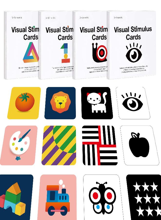 Baby Flash Cards 0-3-6-12-36 Months, Infant Baby Toys 0-3-6-12 Months Newborn Tummy Time Toys Visual Stimulation Cards, 80 PCs 160 Page,4 Sets for Different Age
