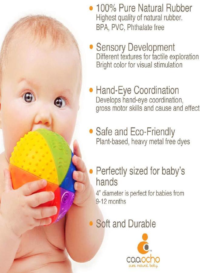 caaocho Pure Natural Rubber Sensory Ball for Babies Rainbow 4