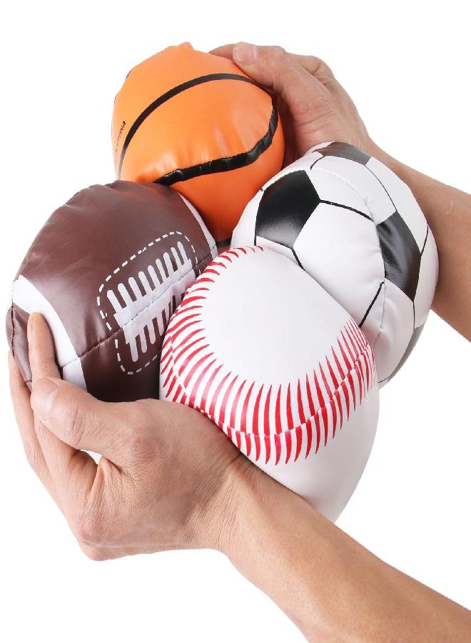 Liberty Imports Mini Soft Plush Stuffed Sports Balls Toy Set for Kids, Toddlers, 5 inches - Set of 4 (Football, Baseball, Basketball, Soccer)
