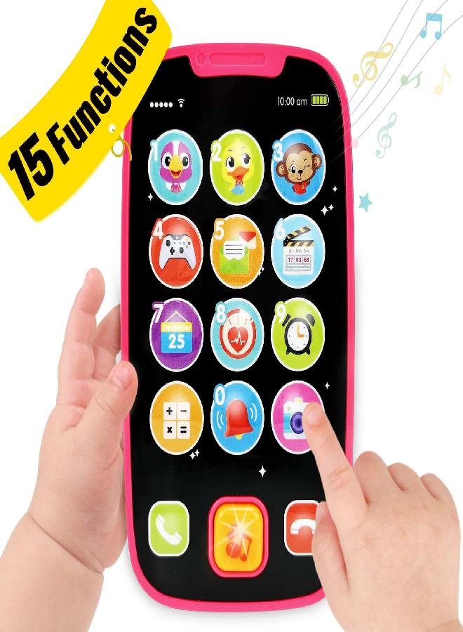 HOLA Baby Cell Phone Toys for 1 Year Old Girl Gifts, Baby Toys 12-18 Months My First Learning Baby Phone Toy Lights Music Play Kids Phone for Babies Toddlers Baby Girl Toys Learning Educational Gifts