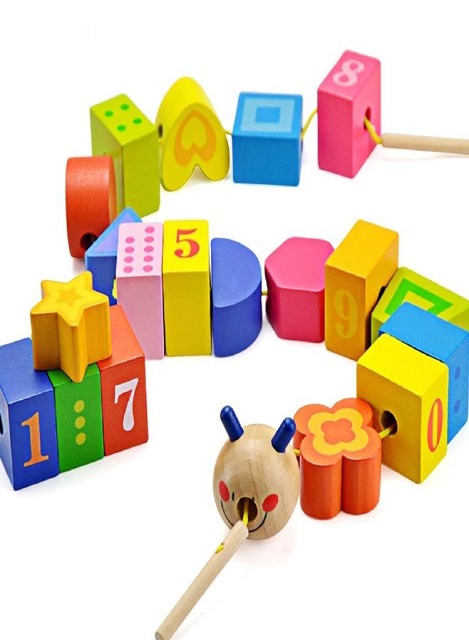 BOHS Caterpillar Lacing Blocks - Threading & Stacking - Toddler Learn Counting, Numbers and Shapes- Baby Kids Fine Motor Skills Toys