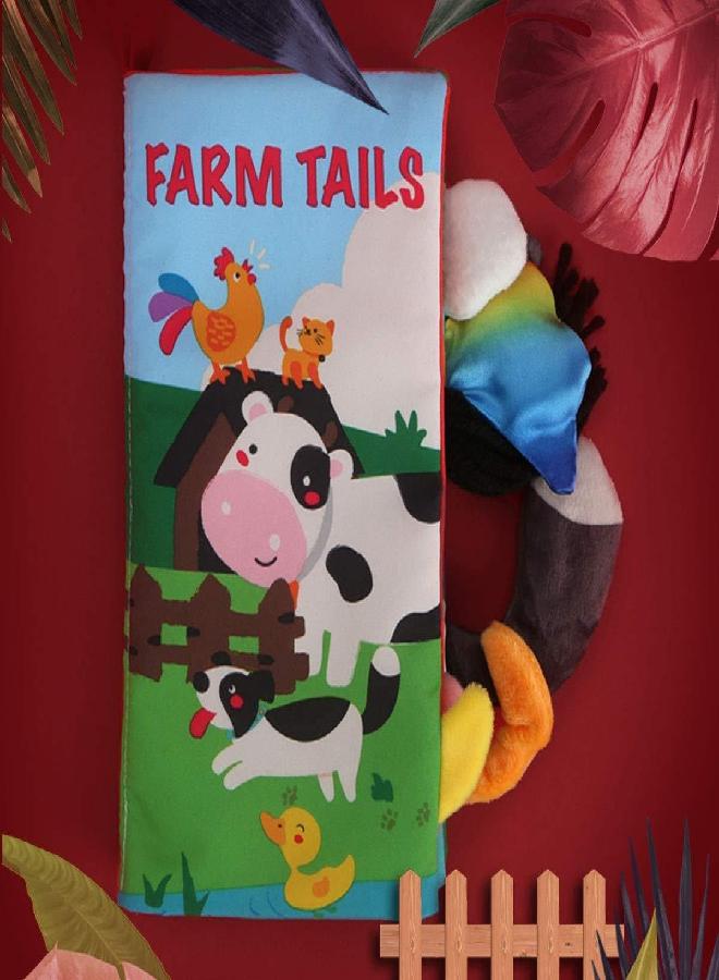 beiens Baby Books Toys, Touch and Feel Crinkle Cloth Books for Babies, Infants & Toddler, Early Development Interactive Car & Stroller Soft Toys for Boys & Girls (Farm Tails-1 Book)