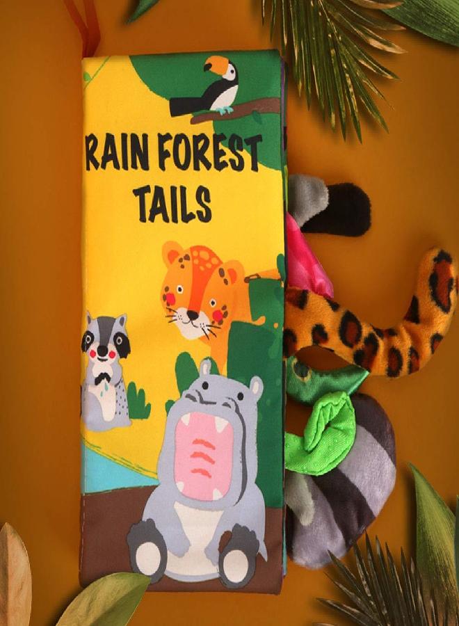 beiens Baby Books Toys, Touch and Feel Crinkle Cloth Books for Babies, Infants & Toddler, Early Development Interactive Car & Stroller Soft Toys for Boys & Girls (Rainforest Tails-1 Book)