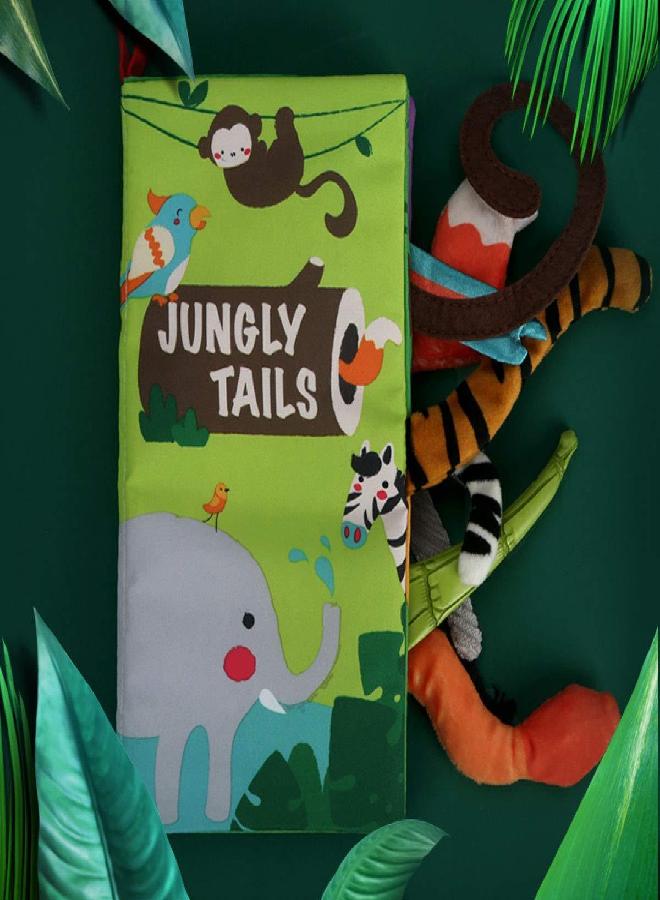 beiens Baby Books Toys, Touch and Feel Crinkle Cloth Books for Babies, Infants & Toddler, Early Development Interactive Car & Stroller Soft Toys Gifts for Boys & Girls (Jungle Tails-1 Book)