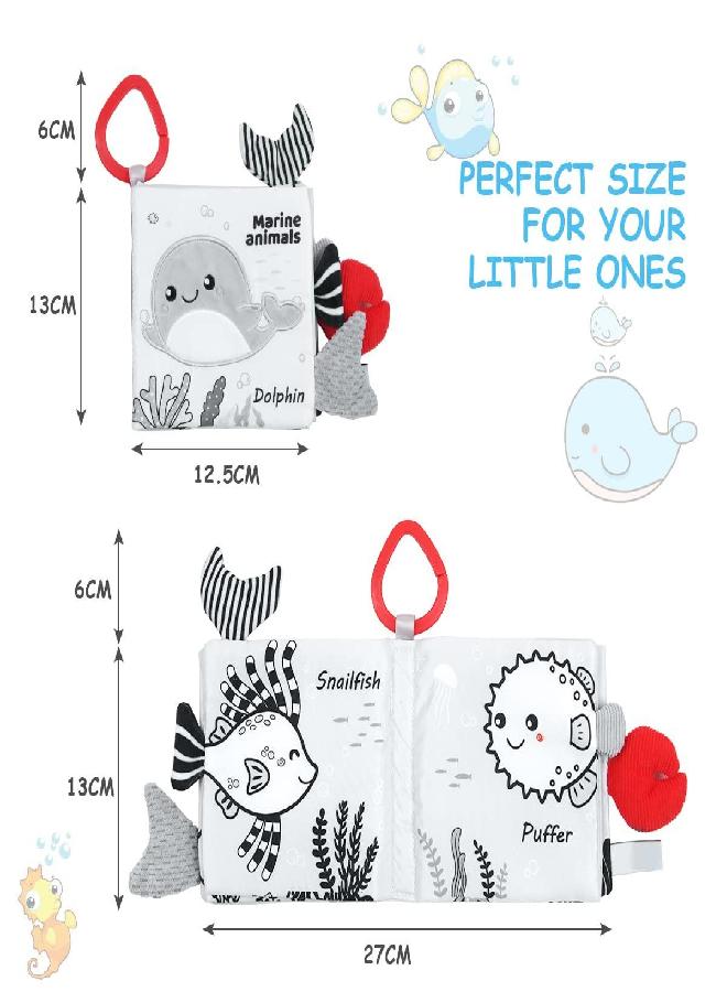 Vicloon Soft Cloth Baby Books, Baby Books 0-6 Months, 3D Black and White High Contrast Soft Cloth Book, Washable Non-Toxic Early Baby Book